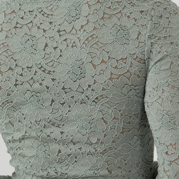 FREE PEOPLE + Intimately Sheer Lace Long Sleeve Top Cloud Ride Notch LARGE NWT - Picture 9 of 16